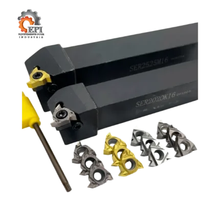 Porte plaquette de filetage extérieur SER pour inserts 22ER. Outil CNC robuste pour filetages de pas 3.5 de haute précision. Disponible en Tunisie.