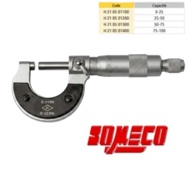 Micromètre d'extérieur, Palmer 0-25mm, mesure de précision 0.01mm, instrument métrologie atelier, outillage industriel professionnel.