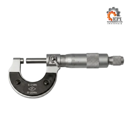 Micromètre d'extérieur professionnel 0-25mm série ECO précision 0,01mm sur fond blanc lumineux