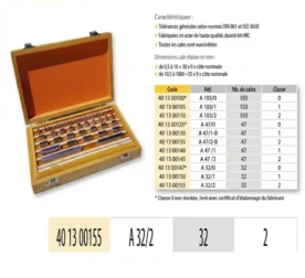 Jeu de cales étalon en acier – 32 Pc 64HRC